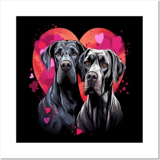 Great Dane Couple Valentine Posters and Art